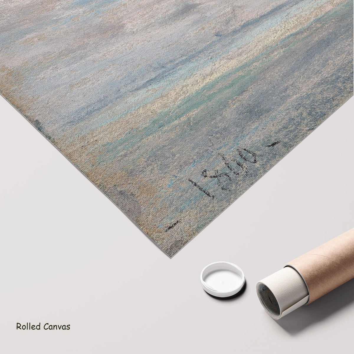 Seascape with Open Sky by Eugene Boudin as a large rolled light blue and white Impressionist canvas print