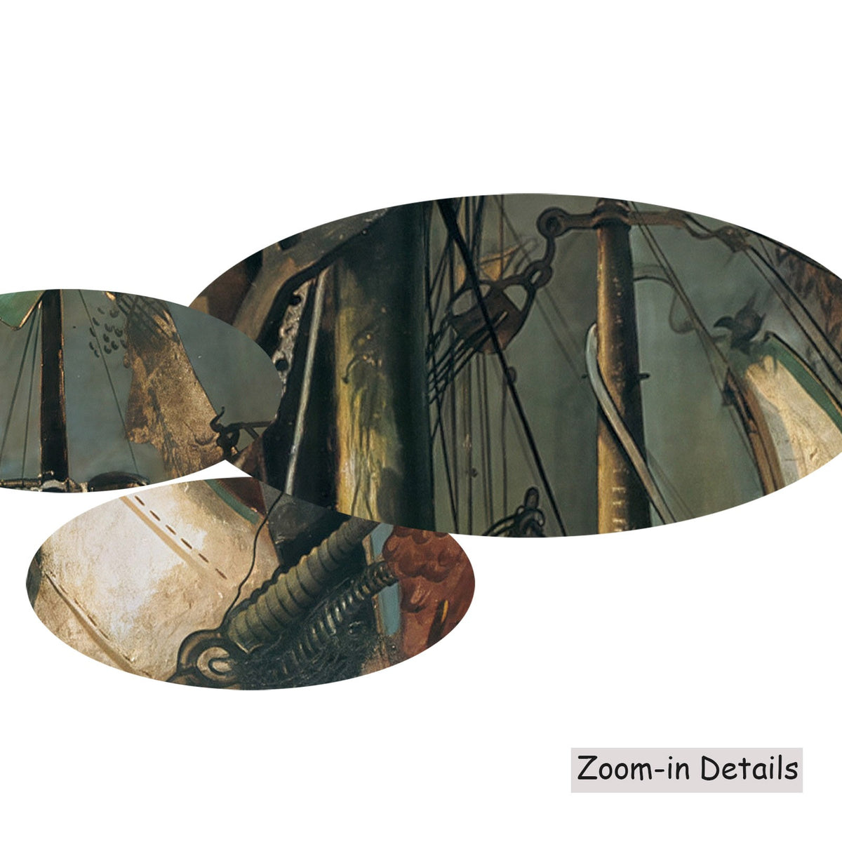 Close-up detail of the brushwork on Mastenwald, a large brown and green Surrealist canvas by Felix Nussbaum