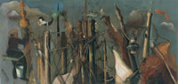 Large brown and green Surrealist canvas print of Mastenwald by Felix Nussbaum