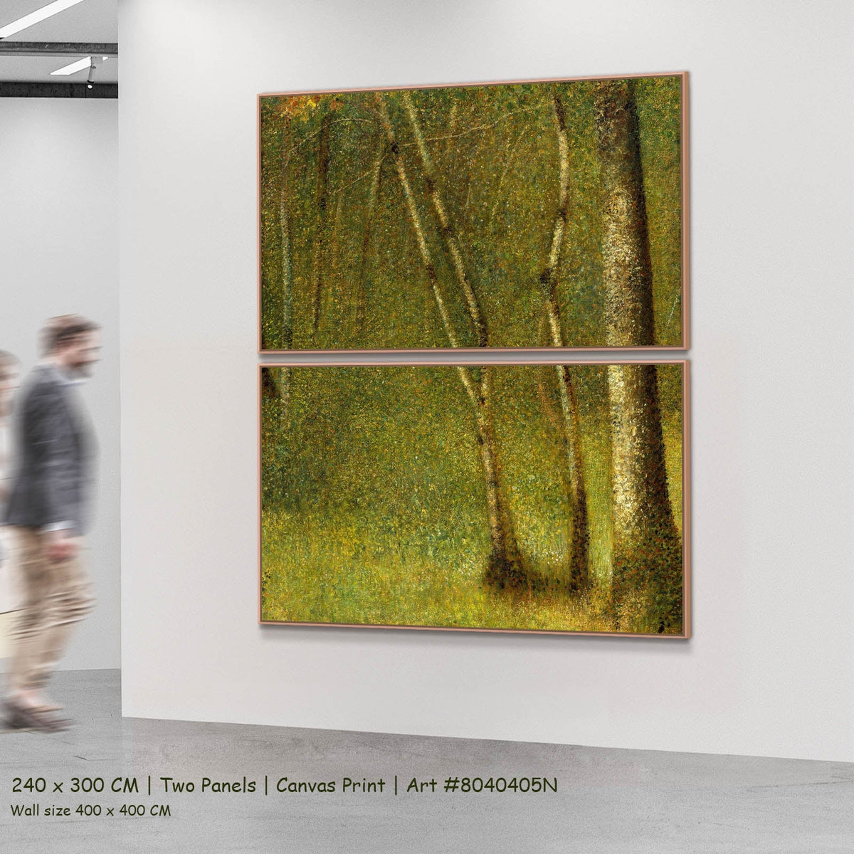 Georges Seurat — The Forest at Pontaubert Landscape two-panel canvas wall art set, 240 × 300 cm