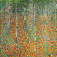 Large orange and green Impressionist canvas print of Birch Forest by Gustav Klimt
