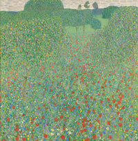 Large green and red Impressionist canvas print of Poppy Field by Gustav Klimt