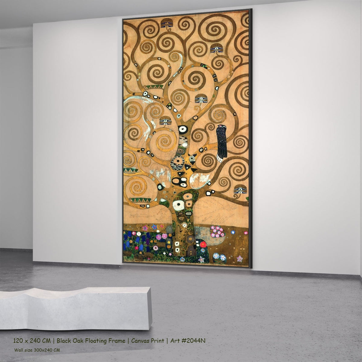 Gustav Klimt, The Tree of Life — 120x240 black oak floating frame 3