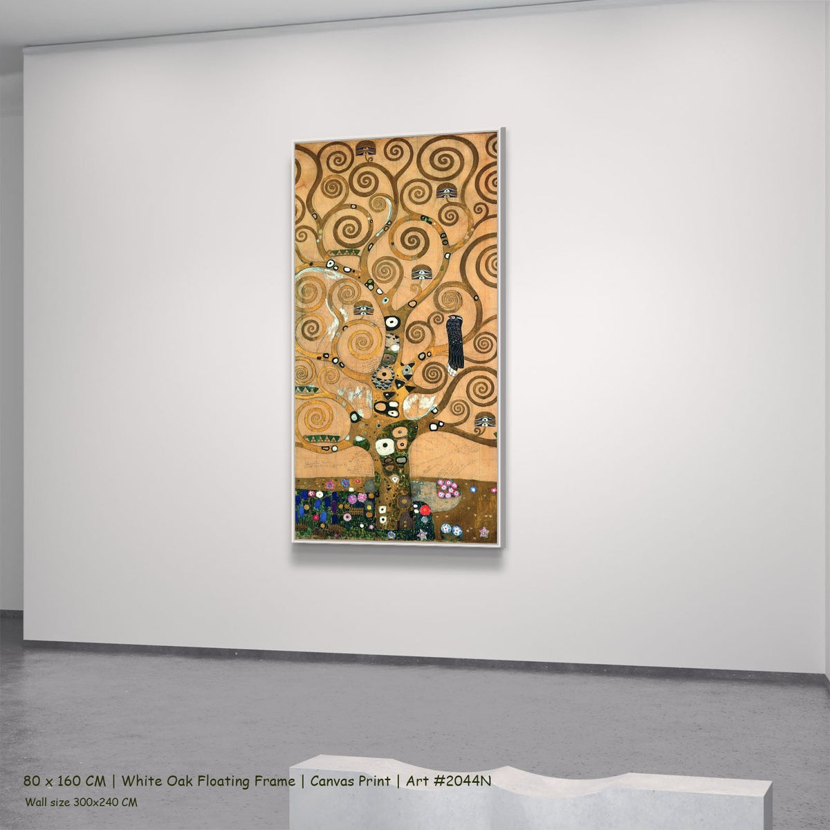 Gustav Klimt, The Tree of Life — 80x160 white oak floating frame 1