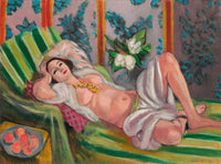 Large pink and green Fauvist canvas print of Odalisque aux magnolias by Henri Matisse