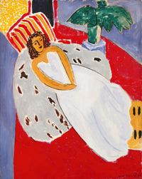 Large red and white Fauvist canvas print of Young Woman in White on a by Henri Matisse