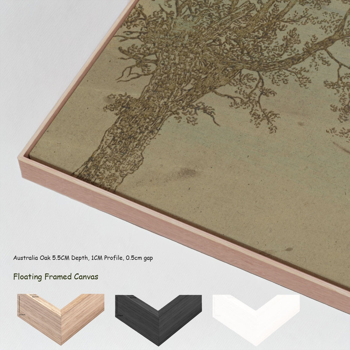 Hercules Segers — Two Trees: An Alder and an Ash canvas wall art with floating frame options