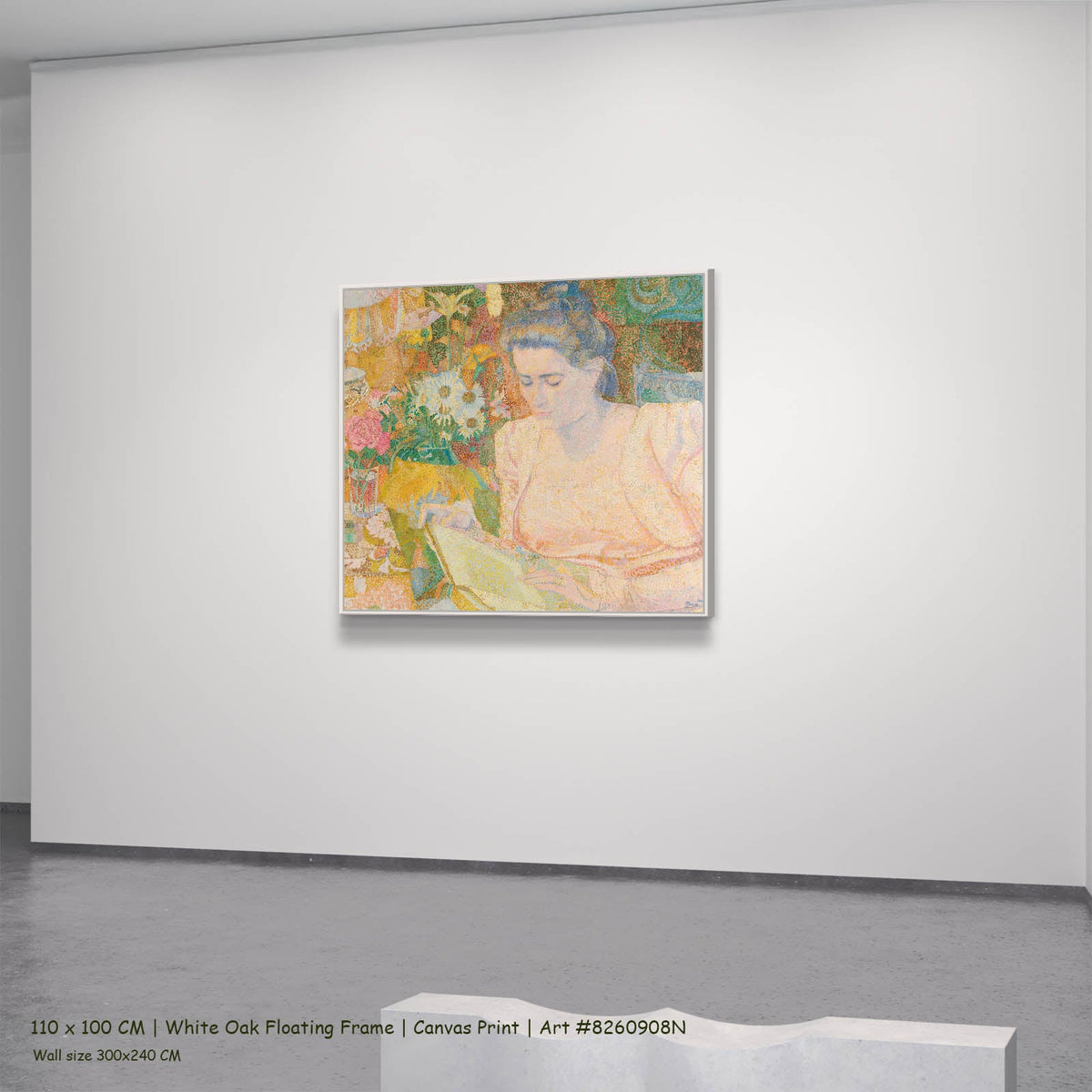 Jan Toorop — Portrait of Marie Jeanette de Lange Portrait canvas wall art in a white oak floating frame, 110 × 100 cm
