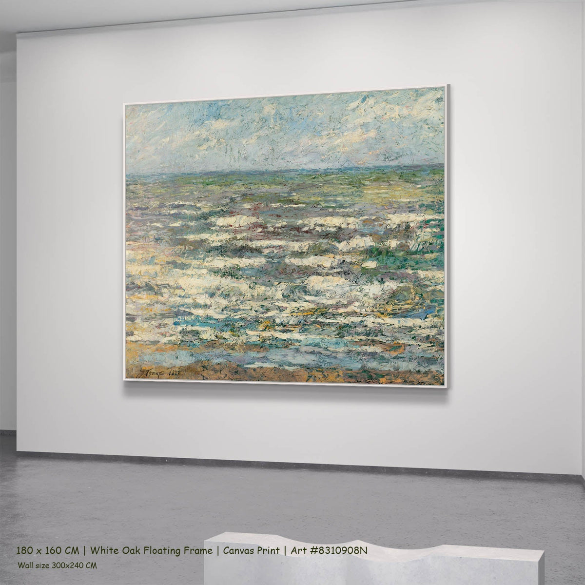 Jan Toorop — The Sea Seascape canvas wall art in a white oak floating frame, 180 × 160 cm