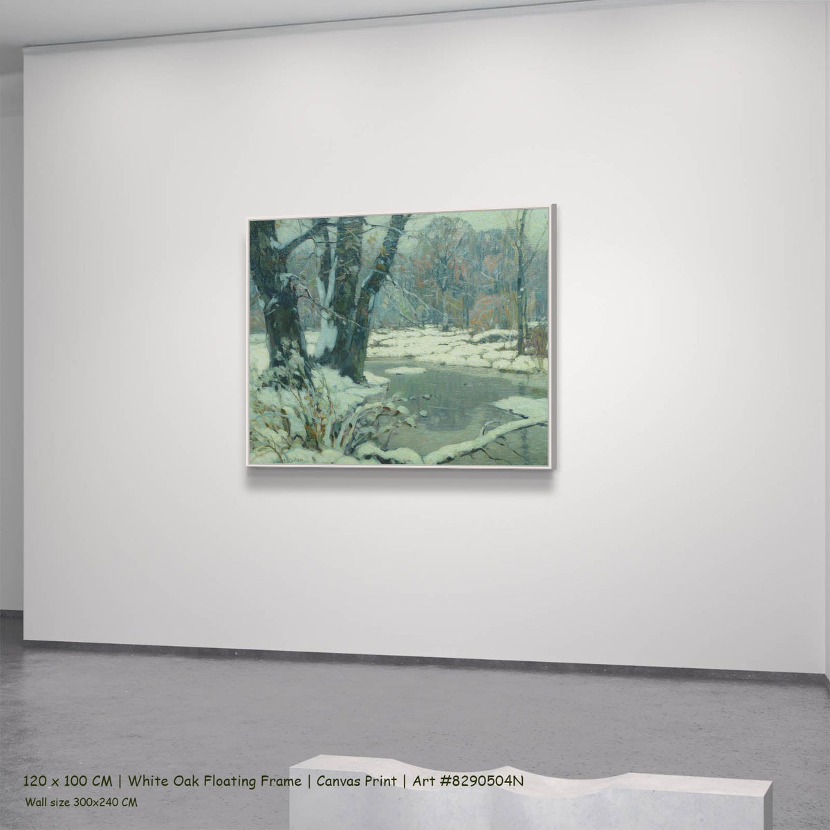 John F. Carlson — Silvered Brook Landscape canvas wall art in a white oak floating frame, 120 × 100 cm