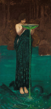 Large aqua and green Pre-Raphaelite canvas print of Circe Invidiosa by John William Waterhouse