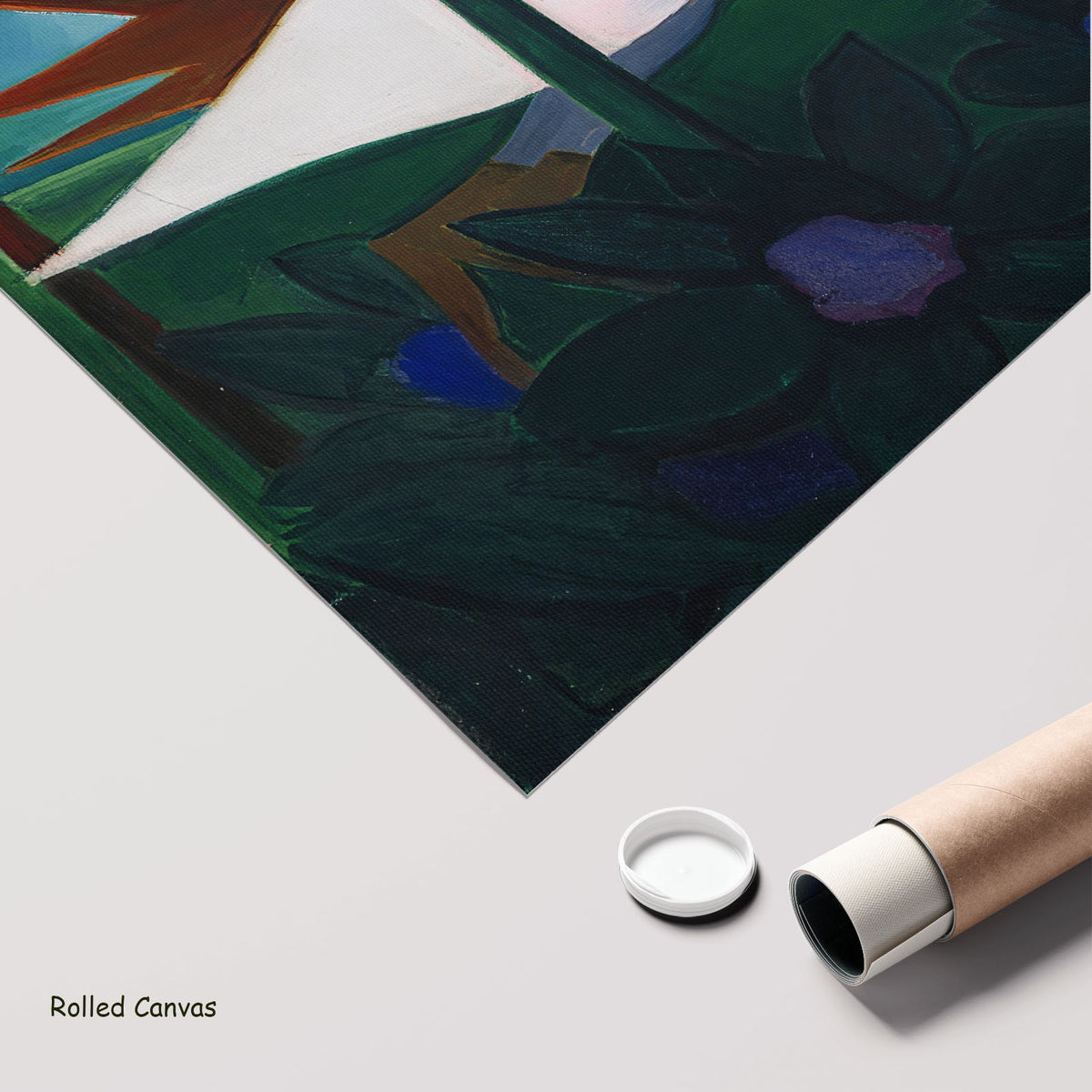 Neapolitan Song by Joseph Stella as a large rolled green and light blue Modernist canvas print