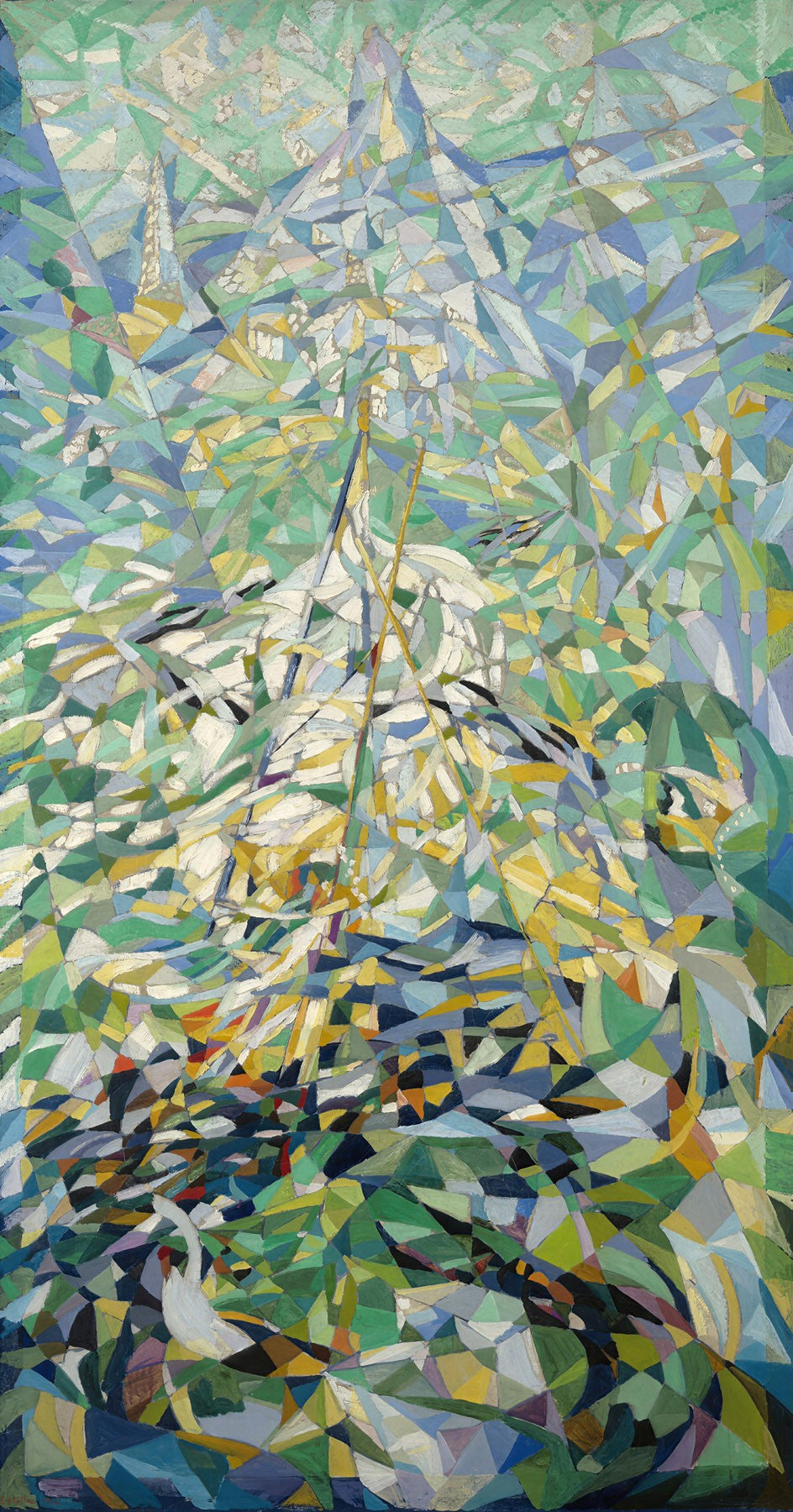 Large green and blue Futurist canvas print of Spring by Joseph Stella