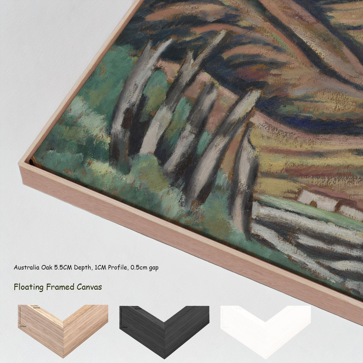 The Last of New England—The Beginning by Marsden Hartley in a floating frame, large brown and green Modern Abstract canvas pr