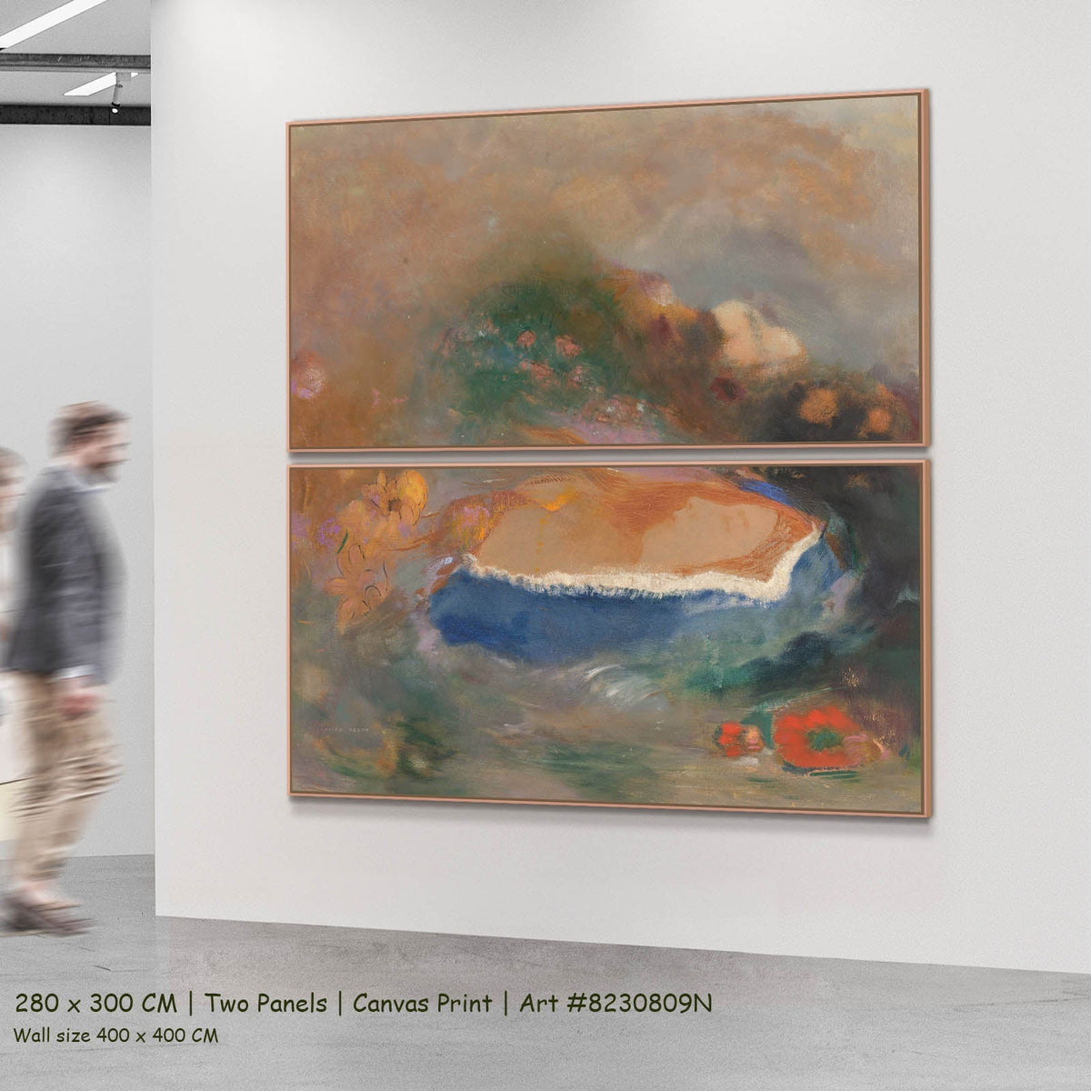 Odilon Redon — Ophelia with a Blue Wimple Figure two-panel canvas wall art set, 280 × 300 cm