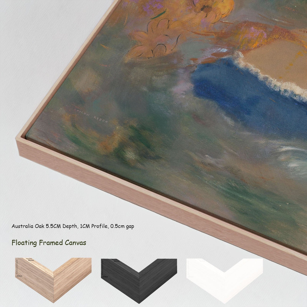 Odilon Redon — Ophelia with a Blue Wimple canvas wall art with floating frame options