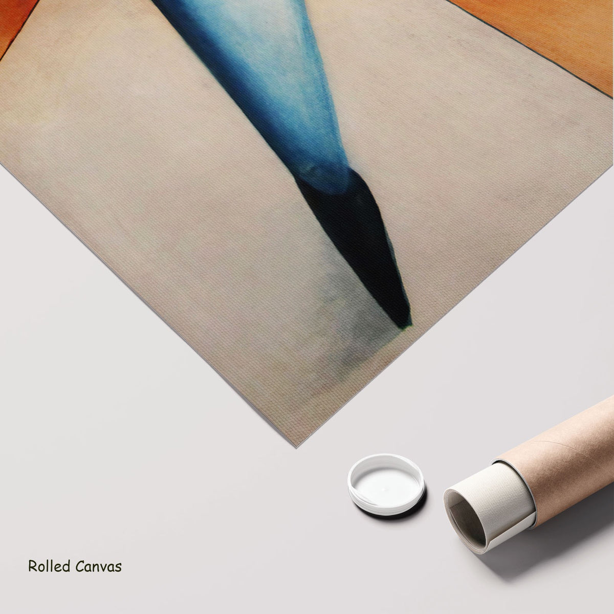 Danceress by Oskar Schlemmer as a large rolled light blue and orange Modern Abstract canvas print