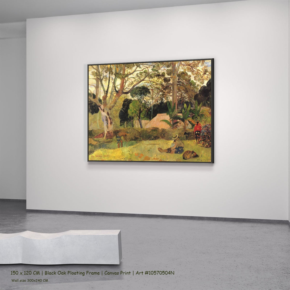 Te raau rahi by Paul Gauguin in a black oak floating frame, large yellow and green Symbolist canvas