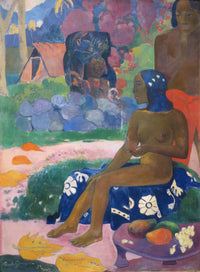 Large blue and gold Impressionist canvas print of Vairaumati tei oa by Paul Gauguin