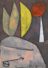 Large purple and yellow Abstract canvas print of Leaves and Red Fruit by Paul Klee