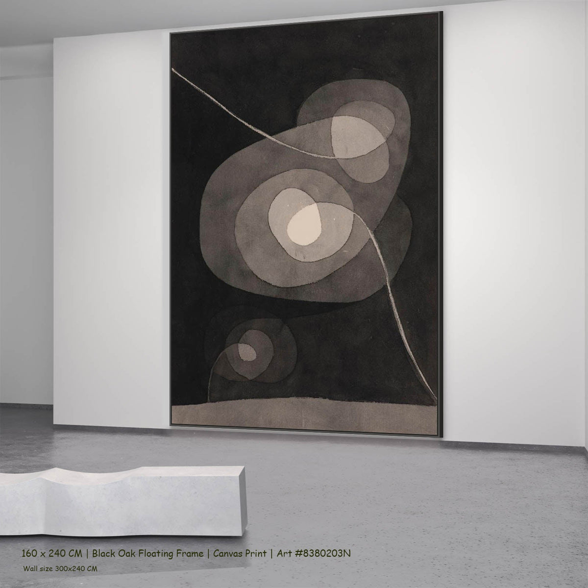 Paul Klee — Spiral Screw Flowers II Abstract canvas wall art in a black oak floating frame, 160 × 240 cm