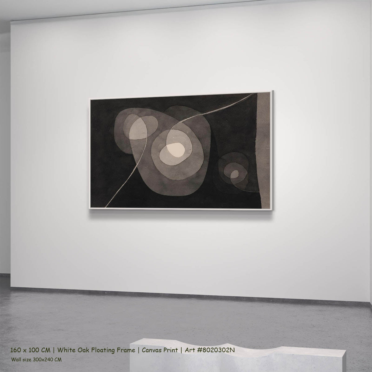 Paul Klee — Spiral Screw Flowers II Botanical canvas wall art in a white oak floating frame, 160 × 100 cm