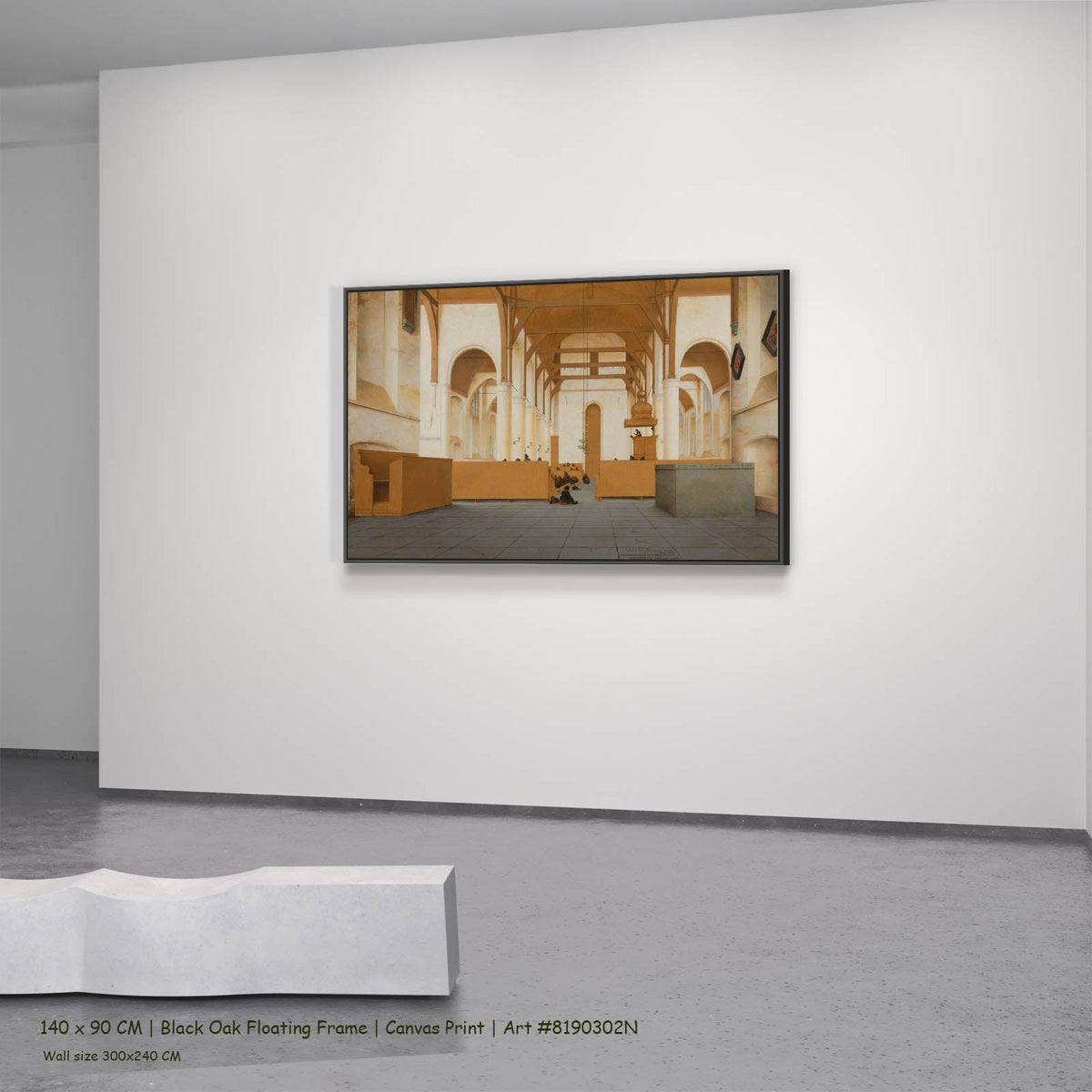 Pieter Jansz Saenredam — Interior of the Sint Odulphuskerk, Assendelft Architecture canvas wall art in a black oak…