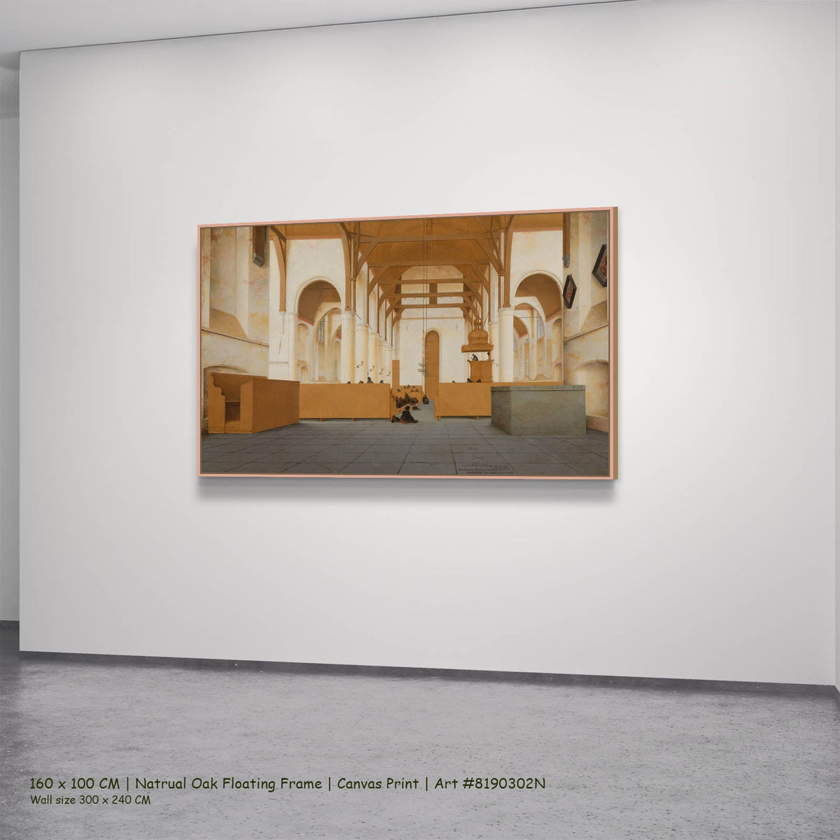 Pieter Jansz Saenredam — Interior of the Sint Odulphuskerk, Assendelft Architecture canvas wall art in a natural oak…