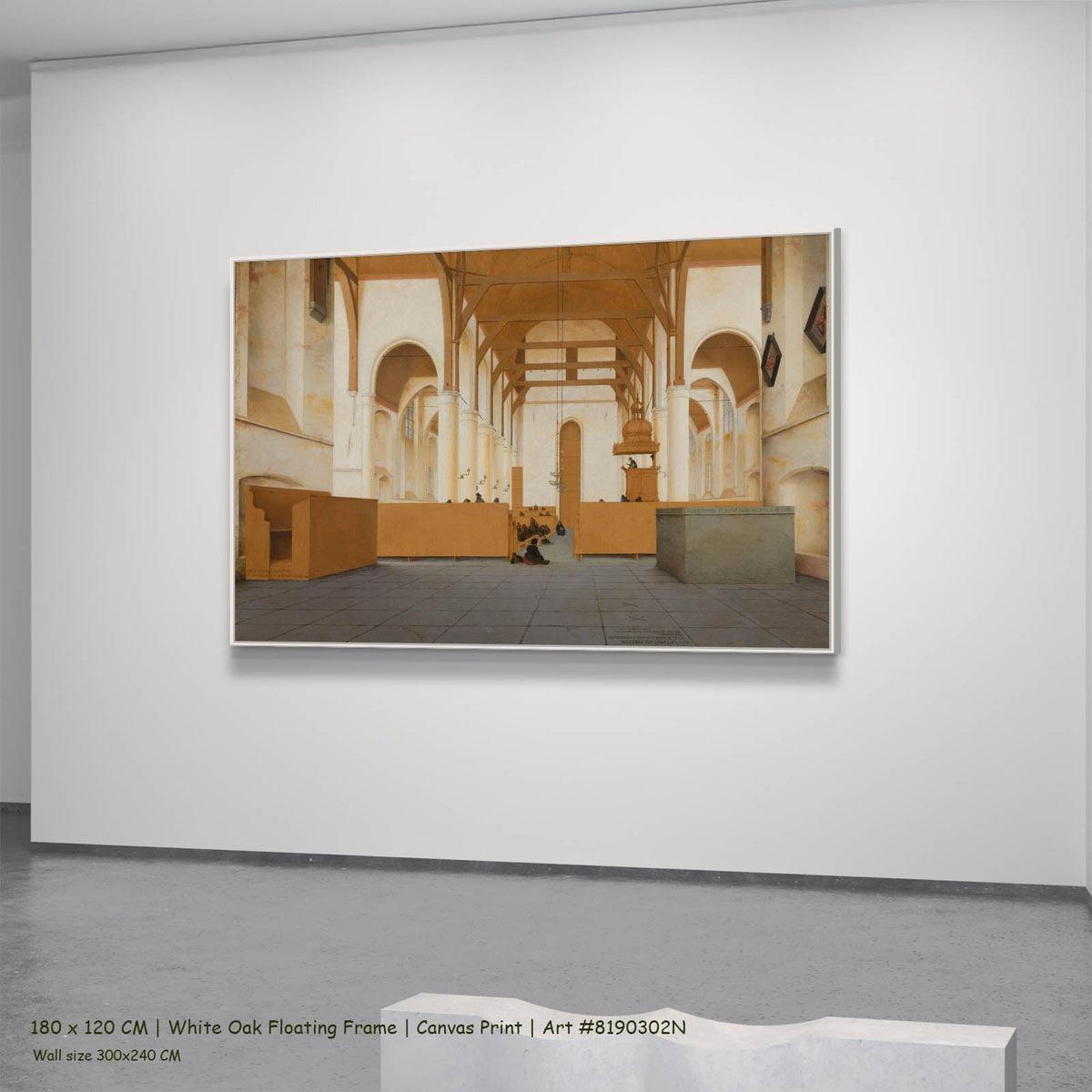 Pieter Jansz Saenredam — Interior of the Sint Odulphuskerk, Assendelft Architecture canvas wall art in a white oak…