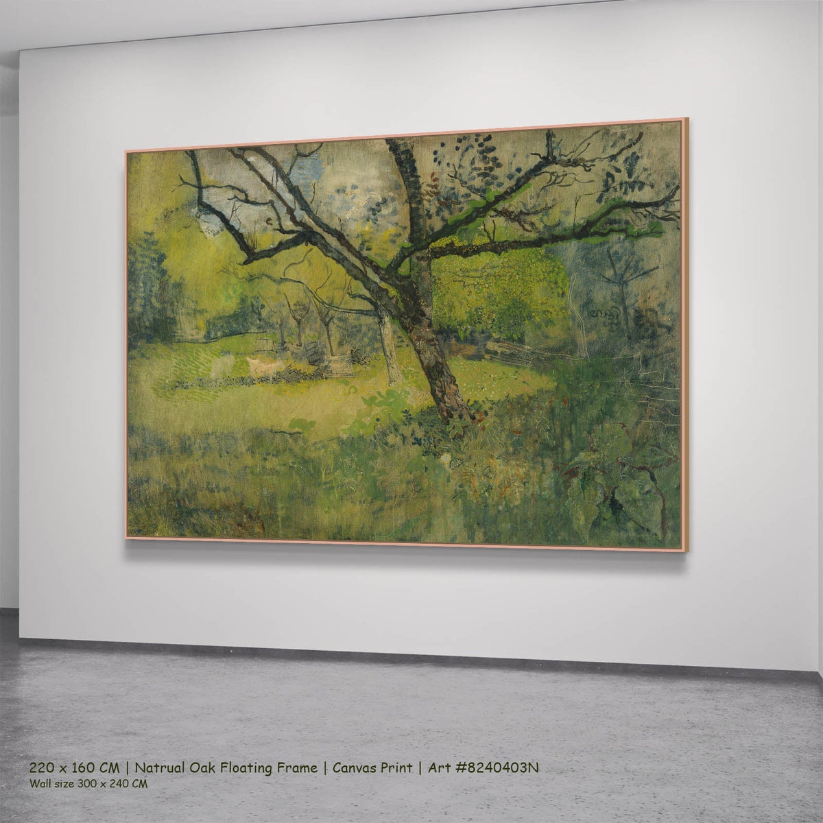 Richard Nicolaus Roland Holst — Orchard at Eemnes Landscape canvas wall art in a natural oak floating frame, 220 × 160 cm