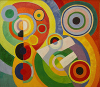 Large red and yellow Geometric Abstract canvas print of Rhythm, Joie de vivre by Robert Delaunay