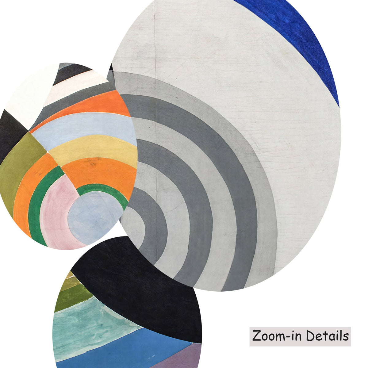 Robert Delaunay — Close-up detail of the brushwork on Rythme n°2, décoration pour le salon, a large blue and orange…