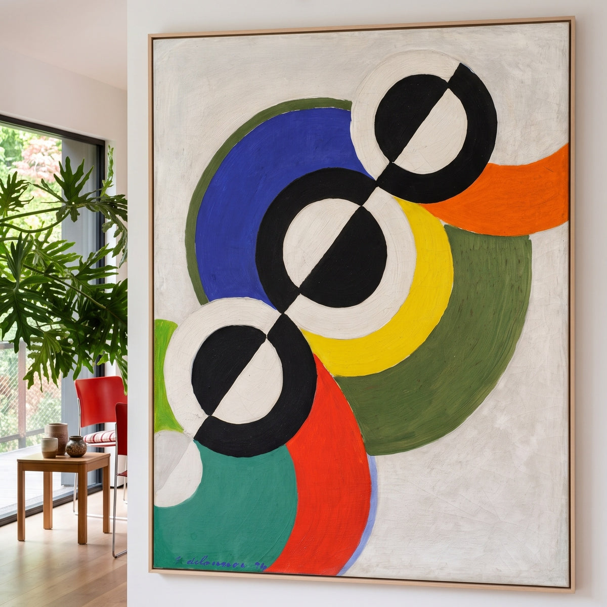Rythme by Robert Delaunay — large olive and black Geometric Abstract canvas art displayed on a wall