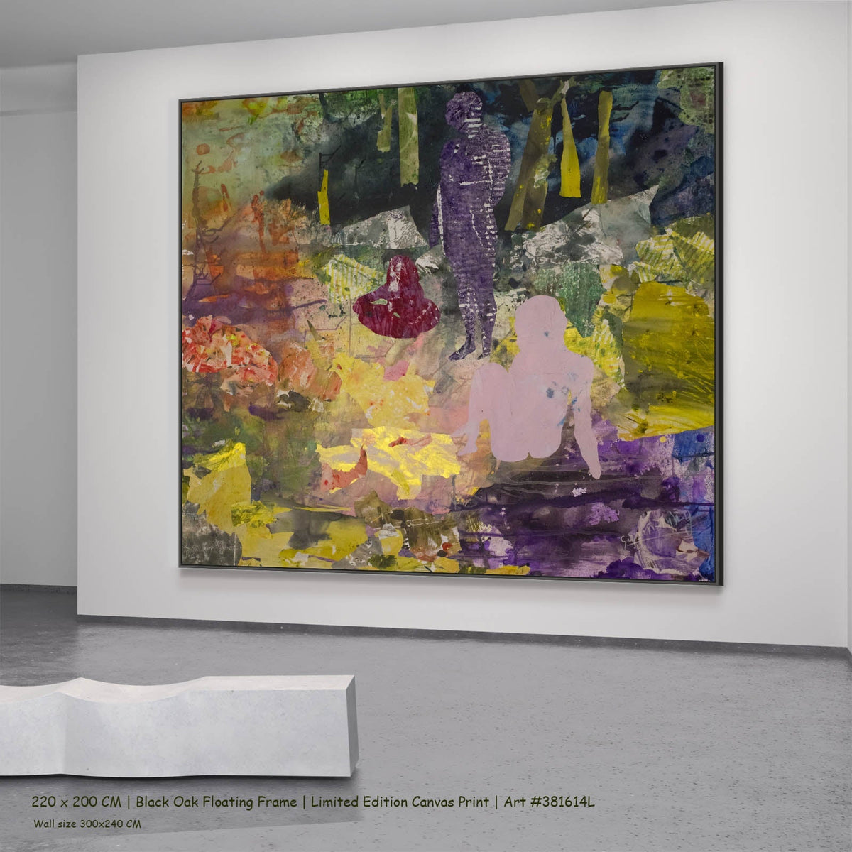 Summer Jiang — As We Are Abstract canvas wall art in a black oak floating frame, 220 × 200 cm