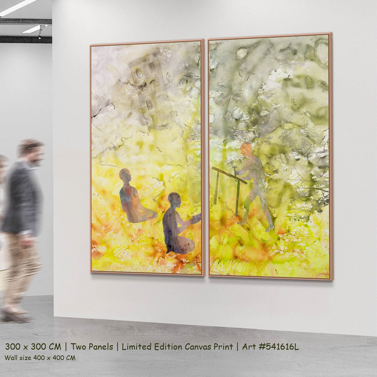 Summer Jiang — Between the Old and New Abstract two-panel canvas wall art set, 300 × 300 cm