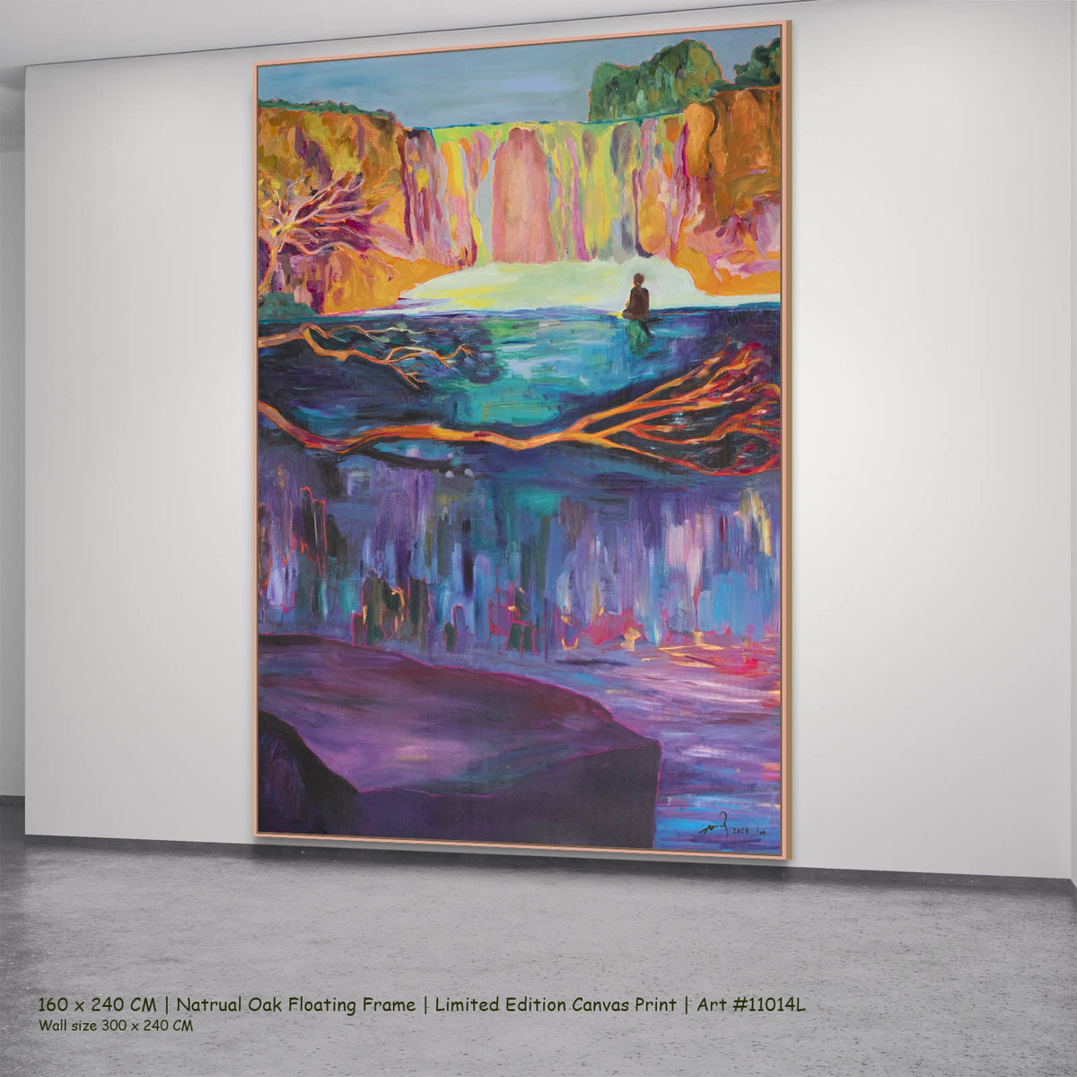 Summer Jiang — Between Two Worlds Contemporary canvas wall art in a natural oak floating frame, 160 × 240 cm