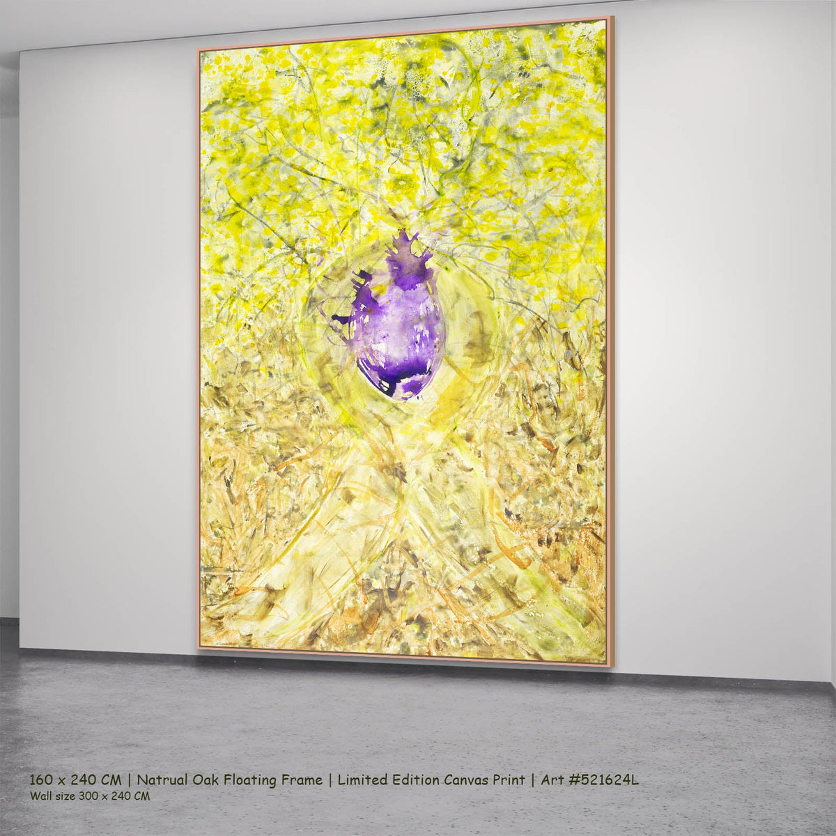 Summer Jiang — Breath of Heart Abstract canvas wall art in a natural oak floating frame, 160 × 240 cm