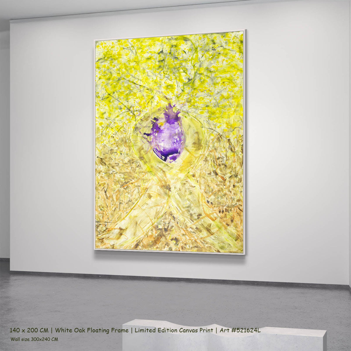 Summer Jiang — Breath of Heart Abstract canvas wall art in a white oak floating frame, 140 × 200 cm