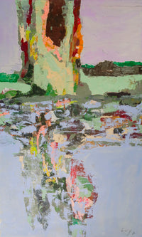 Forgotten — green pink purple Large Abstract Landscape canvas wall art by Summer Jiang