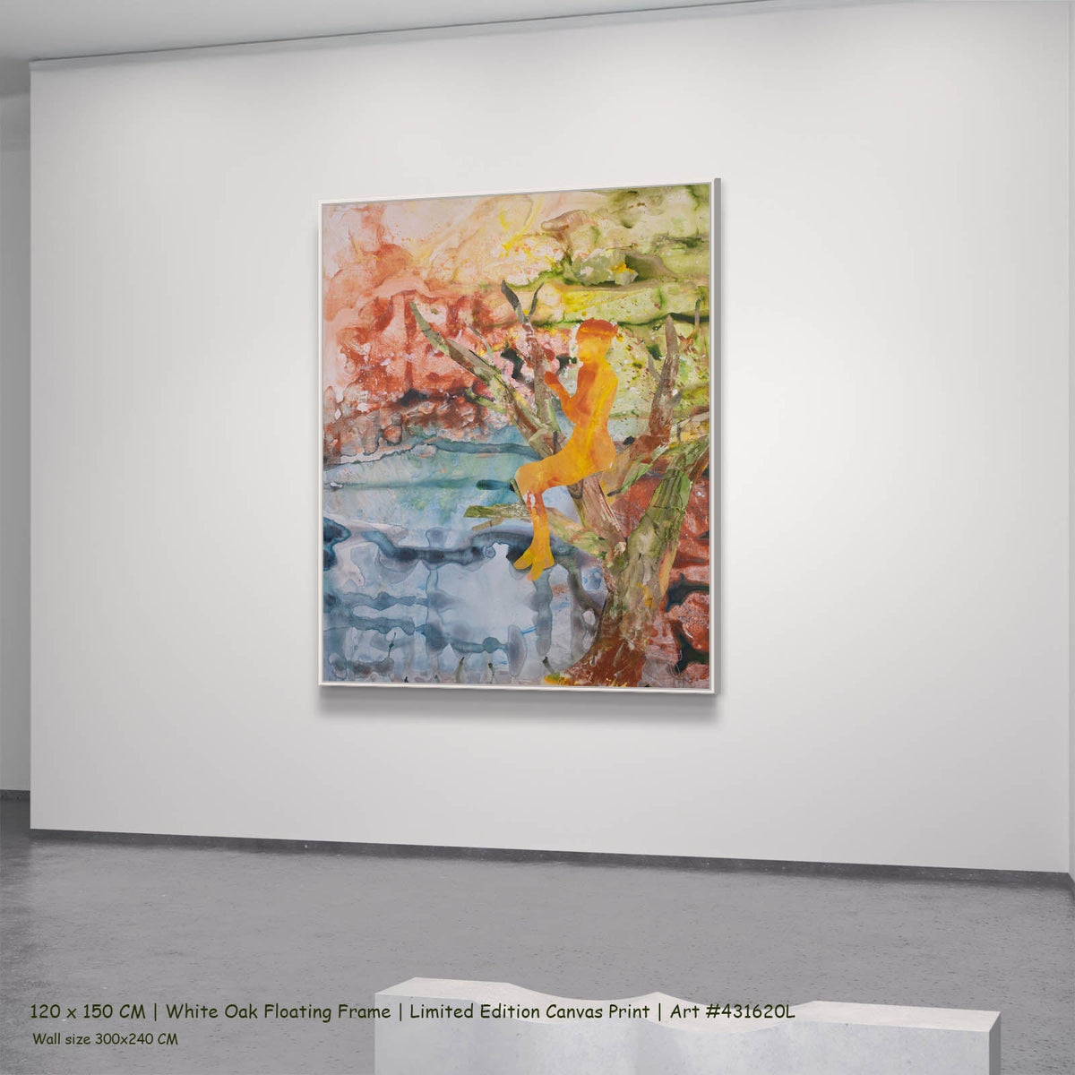 Summer Jiang — Golden Canopy Modern canvas wall art in a white oak floating frame, 120 × 150 cm