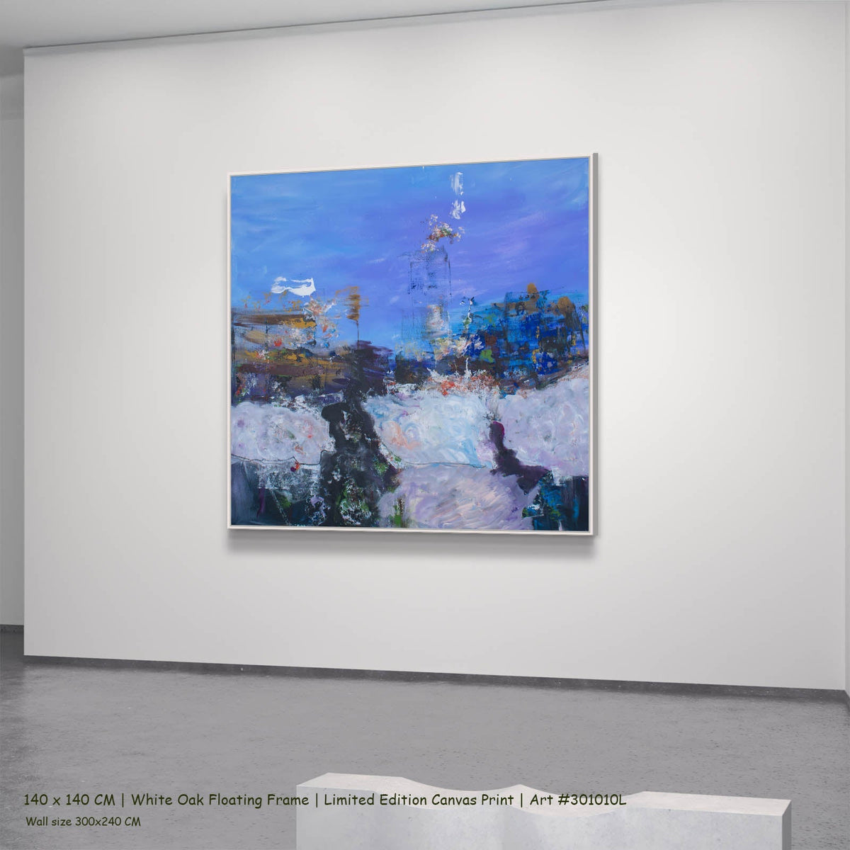 Summer Jiang — Holding On Contemporary canvas wall art in a white oak floating frame, 140 × 140 cm