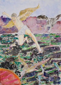 Leap of the Wild Heart — green brown white Large Abstract canvas wall art by Summer Jiang