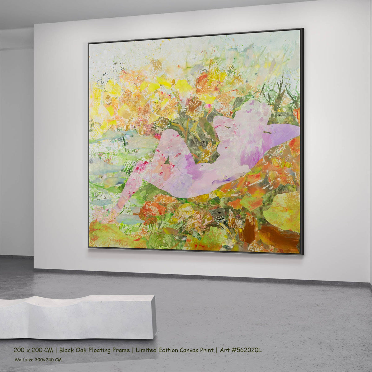 Summer Jiang — Merge Abstract canvas wall art in a black oak floating frame, 200 × 200 cm