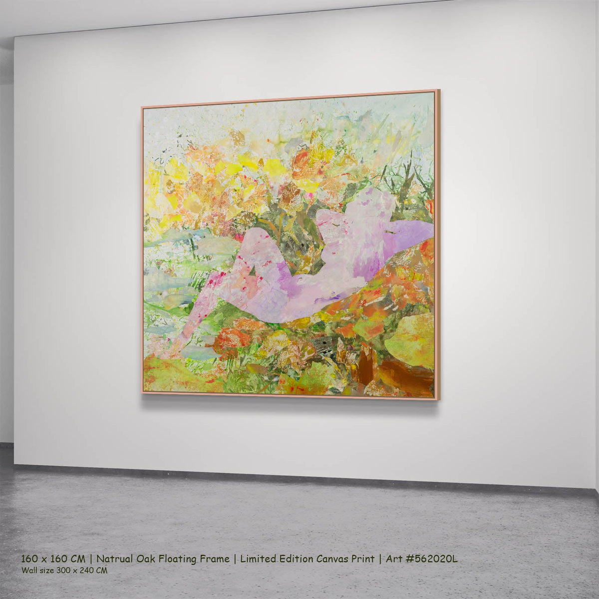Summer Jiang — Merge Abstract canvas wall art in a natural oak floating frame, 160 × 160 cm