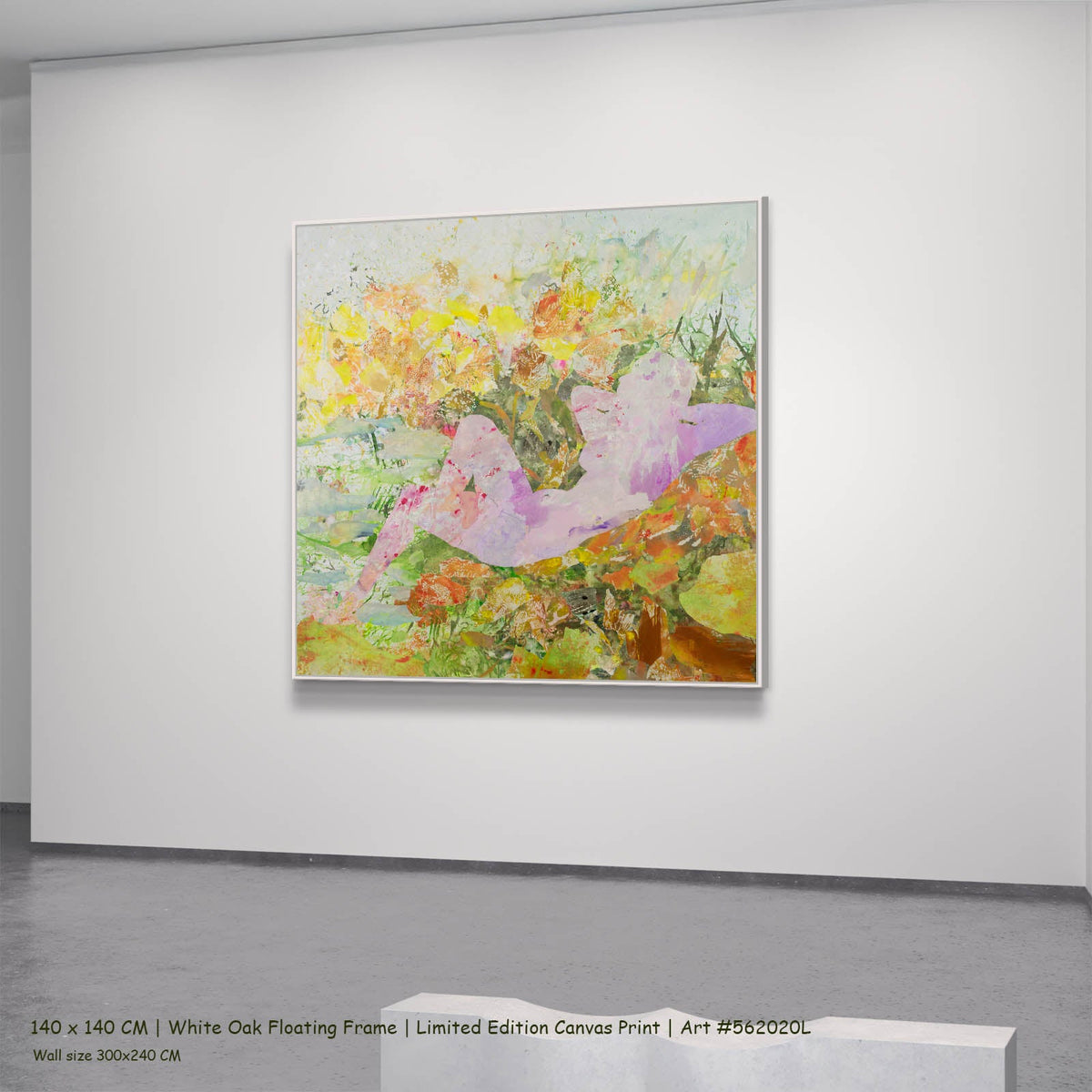 Summer Jiang — Merge Abstract canvas wall art in a white oak floating frame, 140 × 140 cm