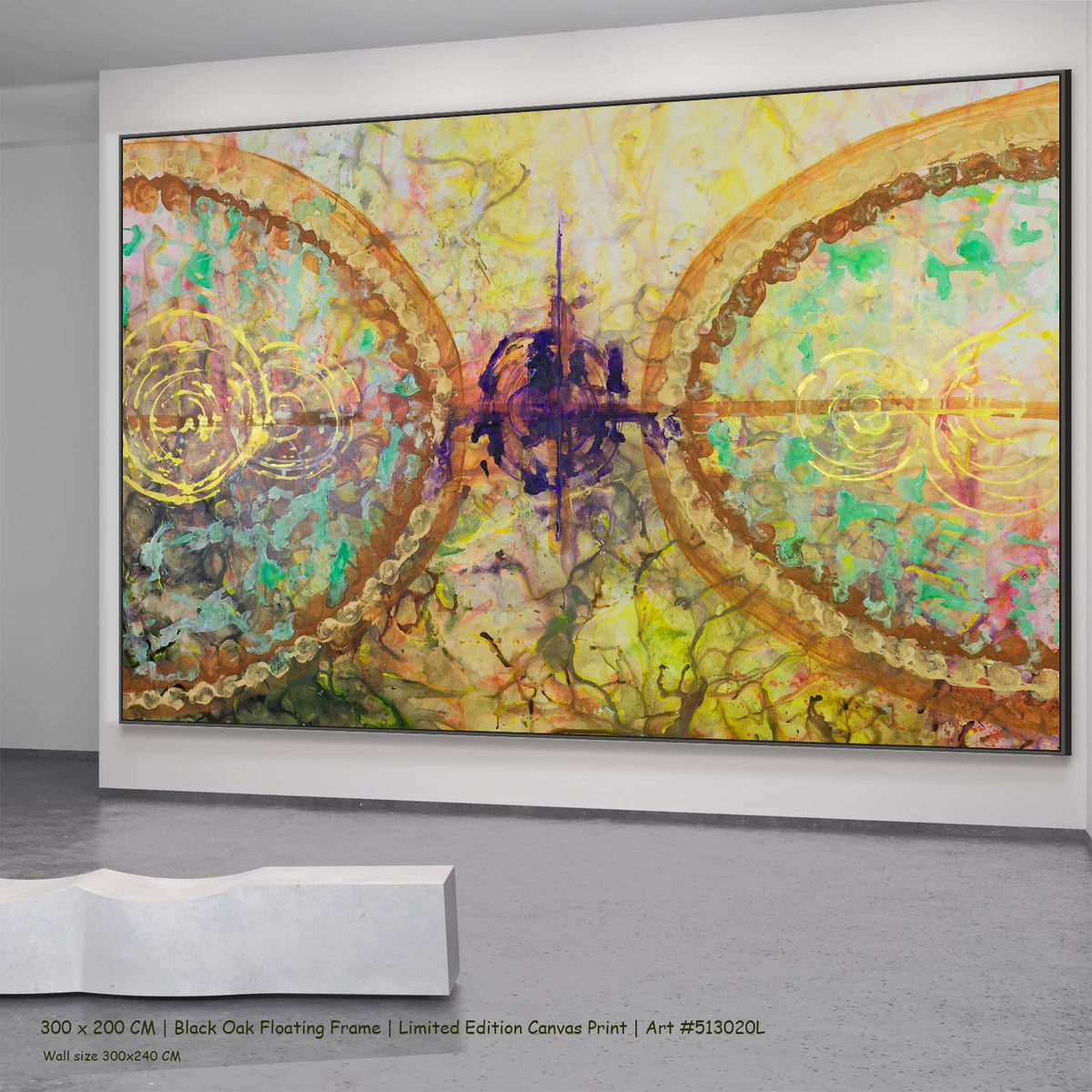 Summer Jiang — π of Life Contemporary canvas wall art in a black oak floating frame, 300 × 200 cm