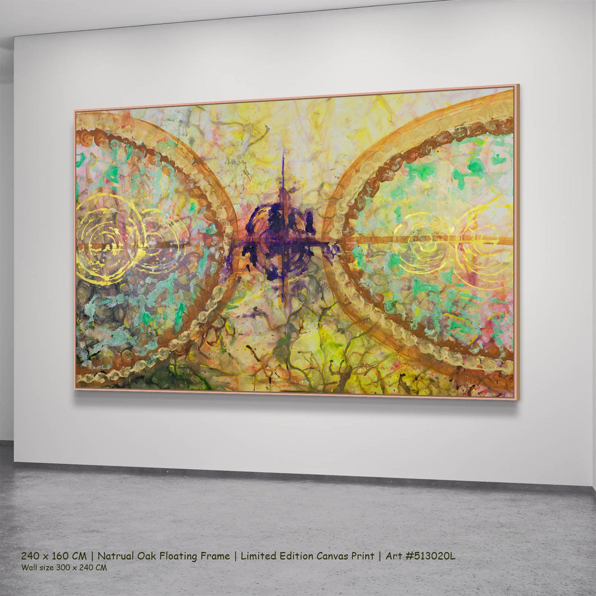 Summer Jiang — π of Life Contemporary canvas wall art in a natural oak floating frame, 240 × 160 cm