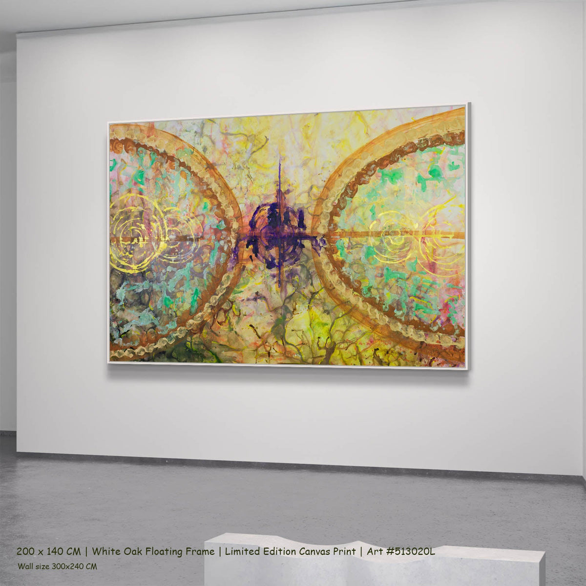 Summer Jiang — π of Life Contemporary canvas wall art in a white oak floating frame, 200 × 140 cm