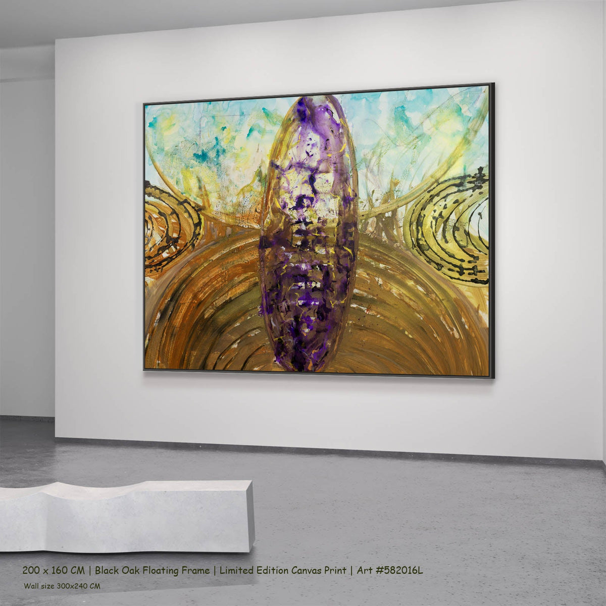 Summer Jiang — Remembrance Abstract canvas wall art in a black oak floating frame, 200 × 160 cm
