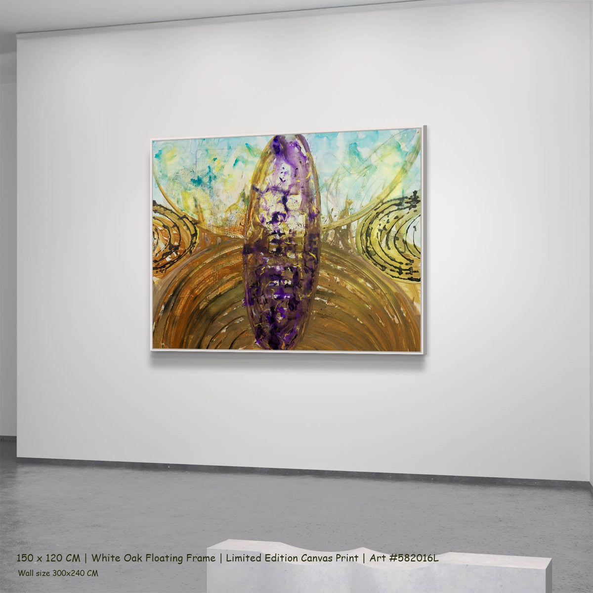 Summer Jiang — Remembrance Abstract canvas wall art in a white oak floating frame, 150 × 120 cm